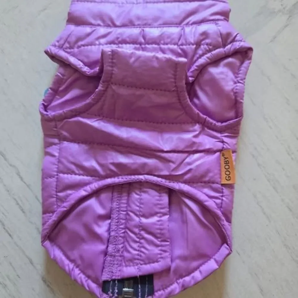 Gooby Puffer Vest Dog Jacket - Purple, X-Small